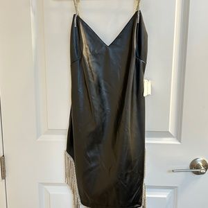 Women’s  Black Leather Mini Party Dress